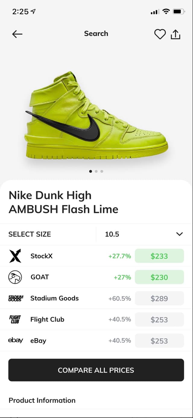 iOS app — product page